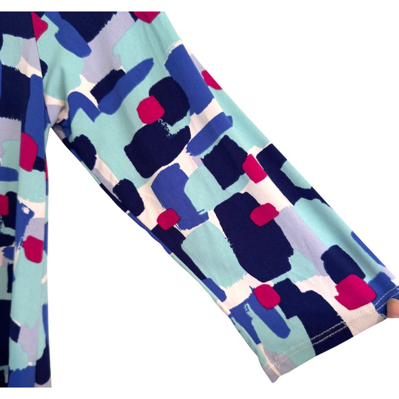 Leota Sheath Dress Sz M Multi Geometric Boat Neck Reversible USA - Picture 6 of 8